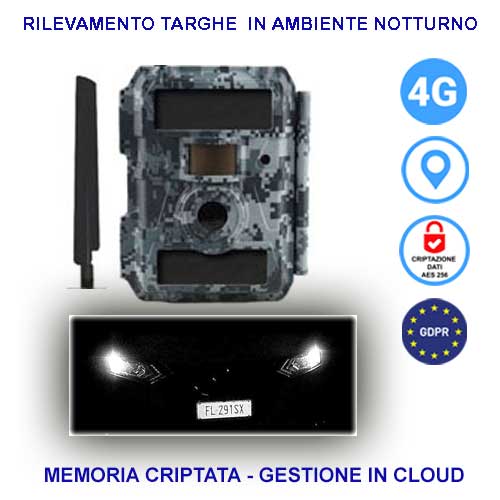 Fototrappola WN 42N Targhe 4G GPS per la lettura delle targhe anche di notte e a fari spenti