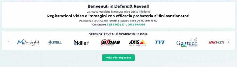 DefendX Reveal piattaforma multivendor compatibile con Ekiller, Dahua, Axis, Hikvision, Milesight e altri dispositivi