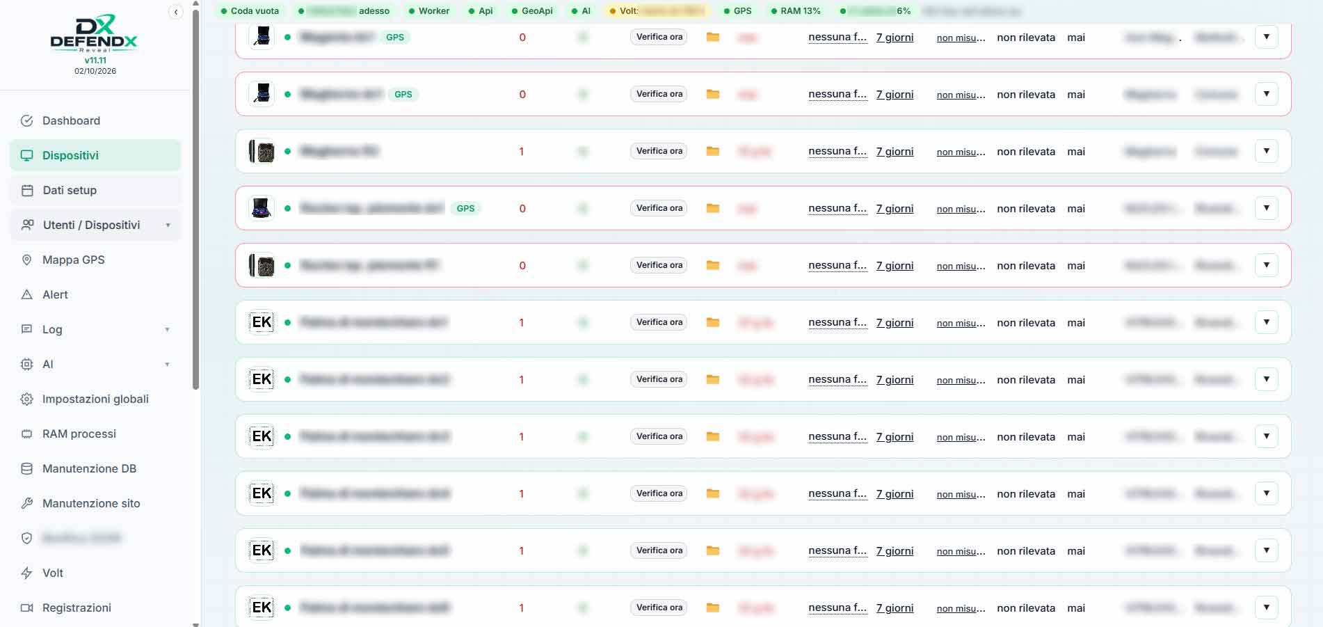 Dispositivi Ekiller configurati e operativi nel cloud DefendX Reveal