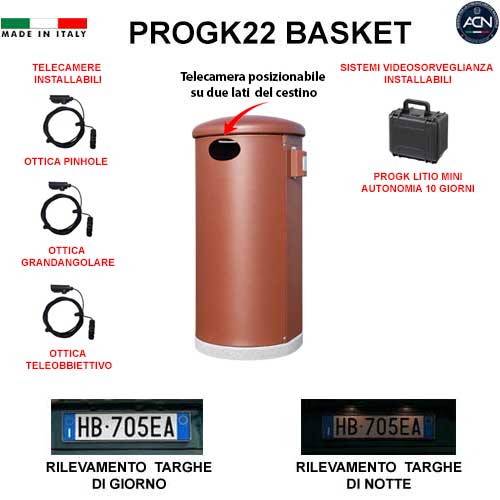 Fototrappola Defendx PROGK22 Basket Litio V2 con telecamera mimetizzata in un cestino